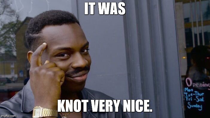 Roll Safe Think About It Meme | IT WAS KNOT VERY NICE. | image tagged in memes,roll safe think about it | made w/ Imgflip meme maker