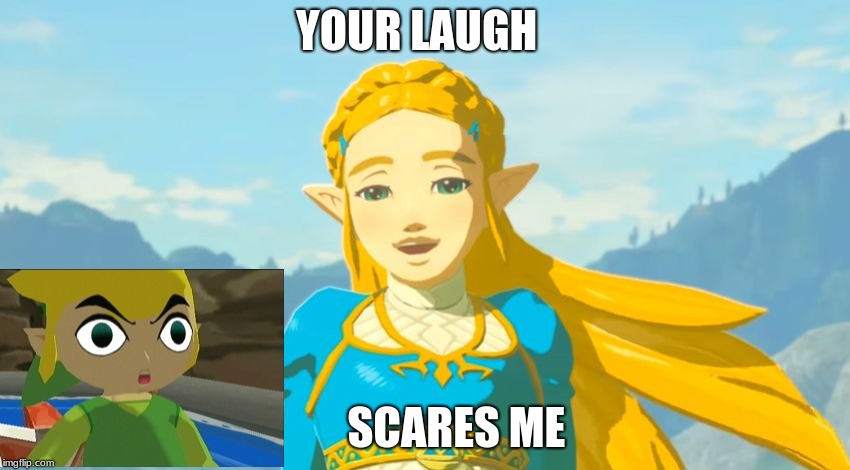 Zelda | YOUR LAUGH; SCARES ME | image tagged in zelda | made w/ Imgflip meme maker