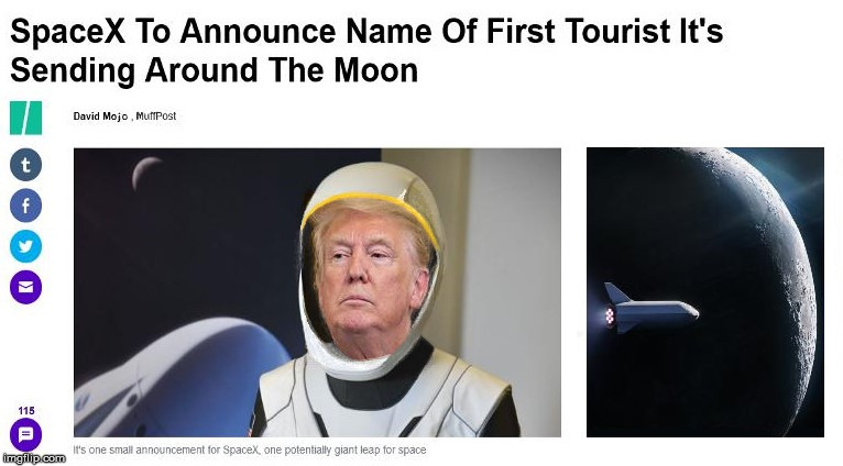 a 3 hour tour | image tagged in donald trump,trump,news,politics,space force,funny | made w/ Imgflip meme maker