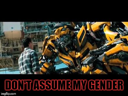 Bumblebee | DON'T ASSUME MY GENDER | image tagged in bumblebee | made w/ Imgflip meme maker