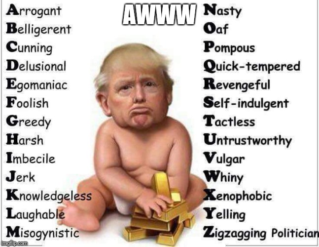 Impeachment  | AWWW | image tagged in baby trump | made w/ Imgflip meme maker
