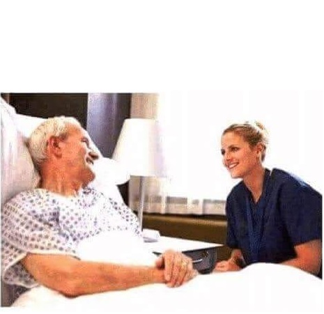OLD MAN HOSPITAL WITH NURSE Blank Meme Template