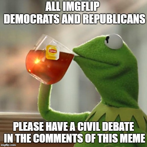 But That's None Of My Business Meme | ALL IMGFLIP  DEMOCRATS AND REPUBLICANS; PLEASE HAVE A CIVIL DEBATE IN THE COMMENTS OF THIS MEME | image tagged in memes,but thats none of my business,kermit the frog,democrats,republicans | made w/ Imgflip meme maker