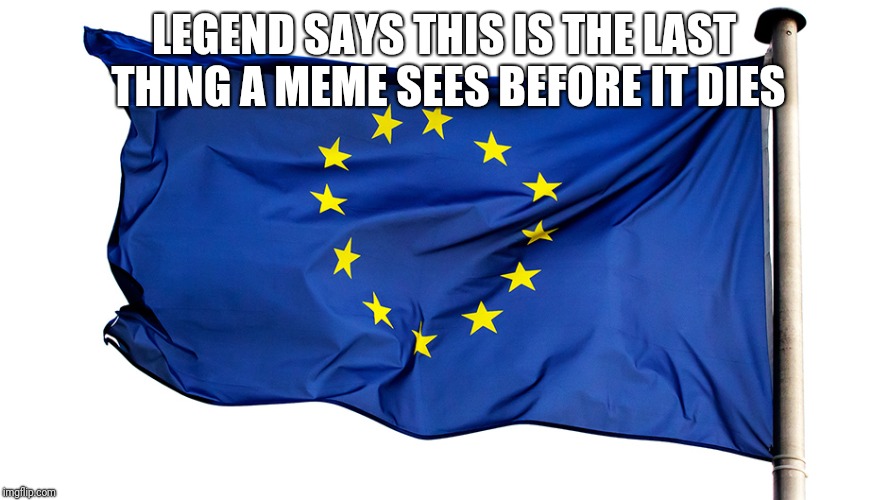 European union kills memes |  LEGEND SAYS THIS IS THE LAST THING A MEME SEES BEFORE IT DIES | image tagged in european union,killing,memes | made w/ Imgflip meme maker