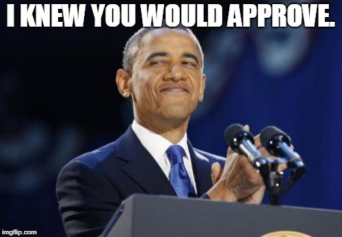 2nd Term Obama Meme | I KNEW YOU WOULD APPROVE. | image tagged in memes,2nd term obama | made w/ Imgflip meme maker
