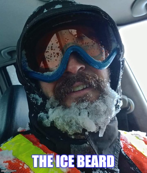 THE ICE BEARD | THE ICE BEARD | image tagged in beard,beards,safety first,safety,facial hair,sunglasses | made w/ Imgflip meme maker