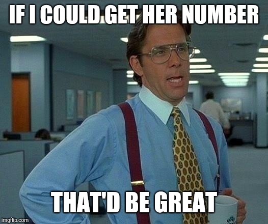 That Would Be Great Meme | IF I COULD GET HER NUMBER THAT'D BE GREAT | image tagged in memes,that would be great | made w/ Imgflip meme maker
