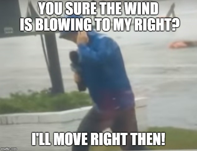 YOU SURE THE WIND IS BLOWING TO MY RIGHT? I'LL MOVE RIGHT THEN! | image tagged in fake news | made w/ Imgflip meme maker