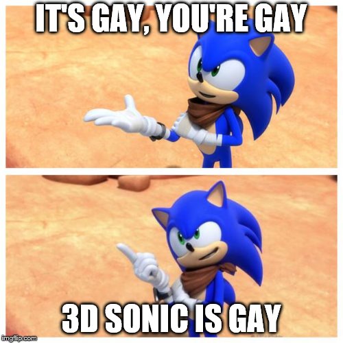 Sonic boom | IT'S GAY, YOU'RE GAY 3D SONIC IS GAY | image tagged in sonic boom | made w/ Imgflip meme maker