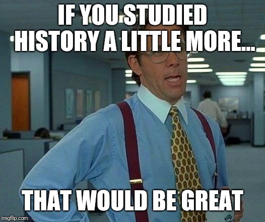 That Would Be Great Meme | IF YOU STUDIED HISTORY A LITTLE MORE... THAT WOULD BE GREAT | image tagged in memes,that would be great | made w/ Imgflip meme maker