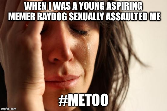 DashHopes & Socrates paid me to say this. | WHEN I WAS A YOUNG ASPIRING MEMER RAYDOG SEXUALLY ASSAULTED ME; #METOO | image tagged in memes,first world problems,raydog,if memes were like politics | made w/ Imgflip meme maker