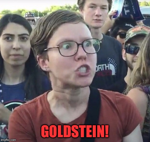 Triggered feminist | GOLDSTEIN! | image tagged in triggered feminist | made w/ Imgflip meme maker