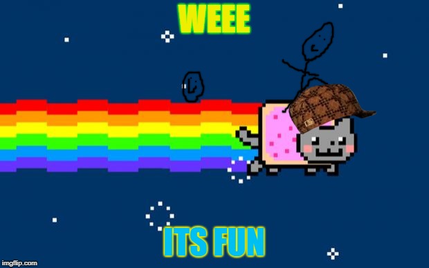 Nyan Cat | WEEE; ITS FUN | image tagged in nyan cat,scumbag | made w/ Imgflip meme maker