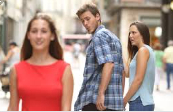 Guy looking at girl Blank Meme Template