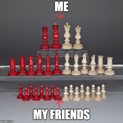 ME; MY FRIENDS | image tagged in chess | made w/ Imgflip meme maker