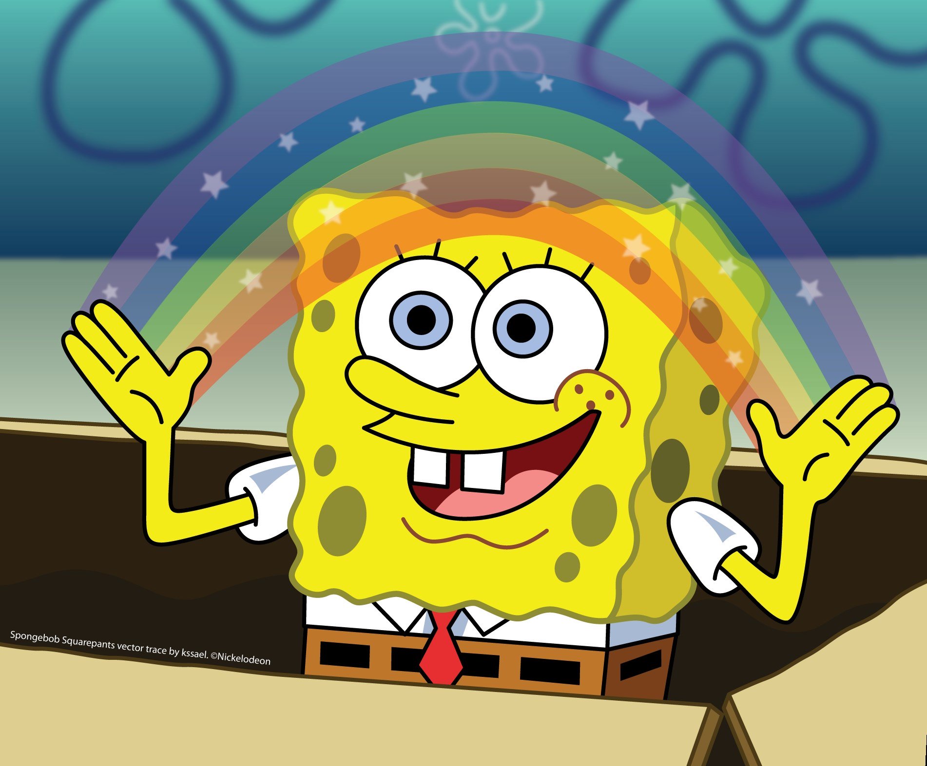 spongebob with rainbow