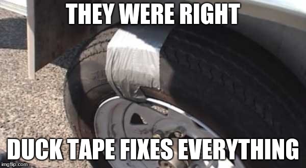 I told everyone and now they have to belive me | THEY WERE RIGHT; DUCK TAPE FIXES EVERYTHING | image tagged in duck face | made w/ Imgflip meme maker