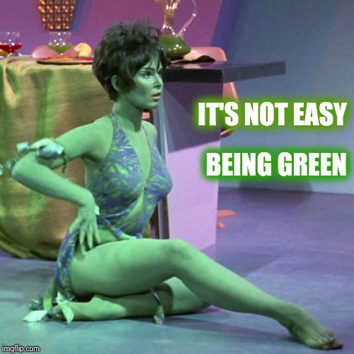 Orion slave girl | IT'S NOT EASY BEING GREEN | image tagged in orion slave girl | made w/ Imgflip meme maker