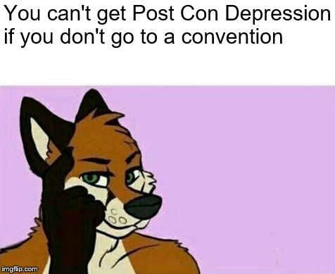 BTW, the art ain't mine | You can't get Post Con Depression if you don't go to a convention | image tagged in memes,furry,roll safe think about it,convention,depression | made w/ Imgflip meme maker