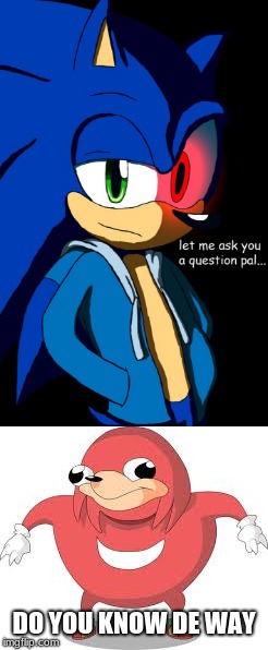 sanic knuckles | DO YOU KNOW DE WAY | image tagged in memes | made w/ Imgflip meme maker