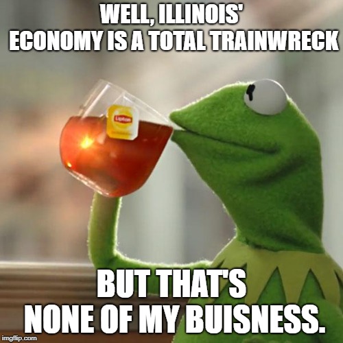 But That's None Of My Business | WELL, ILLINOIS' ECONOMY IS A TOTAL TRAINWRECK; BUT THAT'S NONE OF MY BUISNESS. | image tagged in memes,but thats none of my business,kermit the frog | made w/ Imgflip meme maker