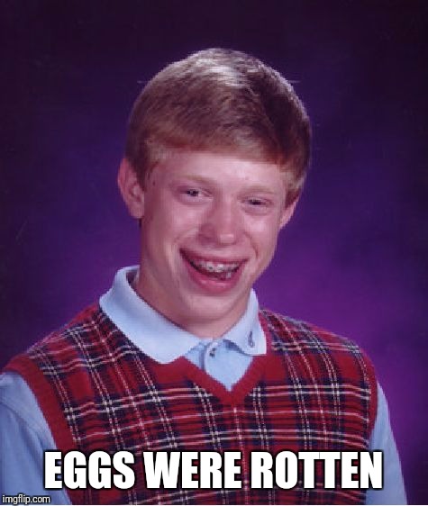 Bad Luck Brian Meme | EGGS WERE ROTTEN | image tagged in memes,bad luck brian | made w/ Imgflip meme maker