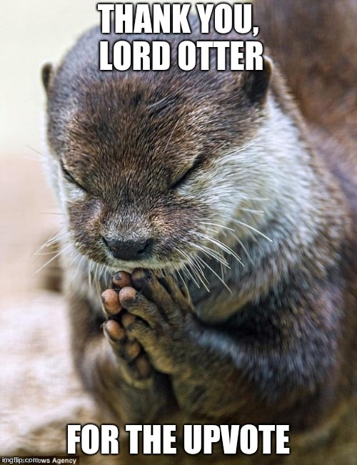 Thank you Lord Otter | THANK YOU, LORD OTTER FOR THE UPVOTE | image tagged in thank you lord otter | made w/ Imgflip meme maker