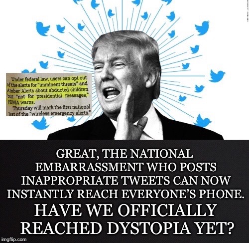 Presidential Messages | image tagged in president,trump,tweet,wireless emergency alerts,invasion of privacy,fema | made w/ Imgflip meme maker