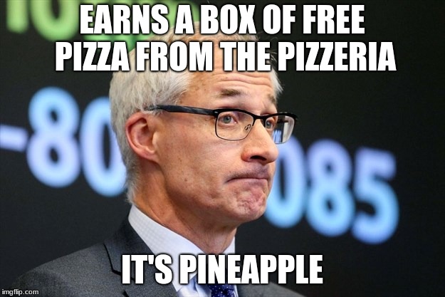 Dirk Huyer | EARNS A BOX OF FREE PIZZA FROM THE PIZZERIA; IT'S PINEAPPLE | image tagged in dirk huyer,pizza,funny,memes,pineapple pizza | made w/ Imgflip meme maker