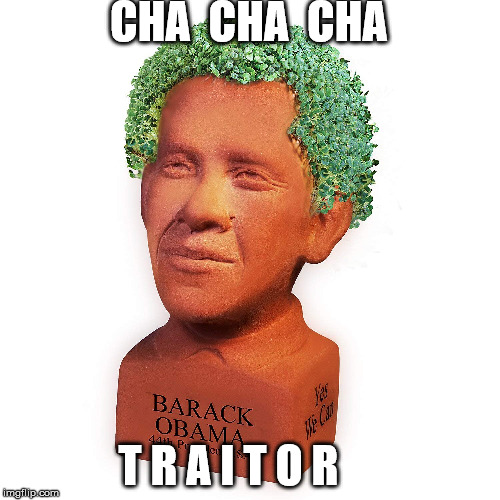 CHA  CHA  CHA; T R A I T O R | image tagged in obama chia | made w/ Imgflip meme maker