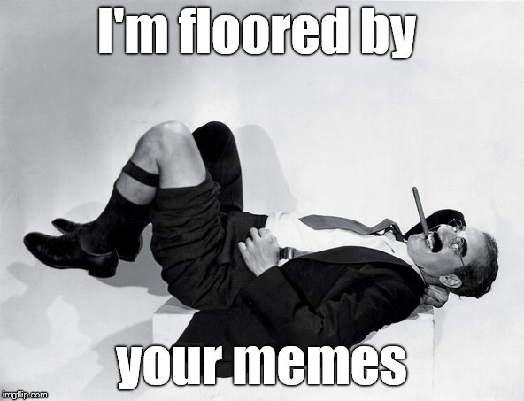 reclining Groucho | I'm floored by your memes | image tagged in reclining groucho | made w/ Imgflip meme maker