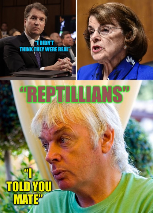 Reptoids  | “I DIDN’T THINK THEY WERE REAL”; “REPTILLIANS”; “I TOLD YOU MATE” | image tagged in reptile,evil,shadows,goblin,david icke,false teachers | made w/ Imgflip meme maker