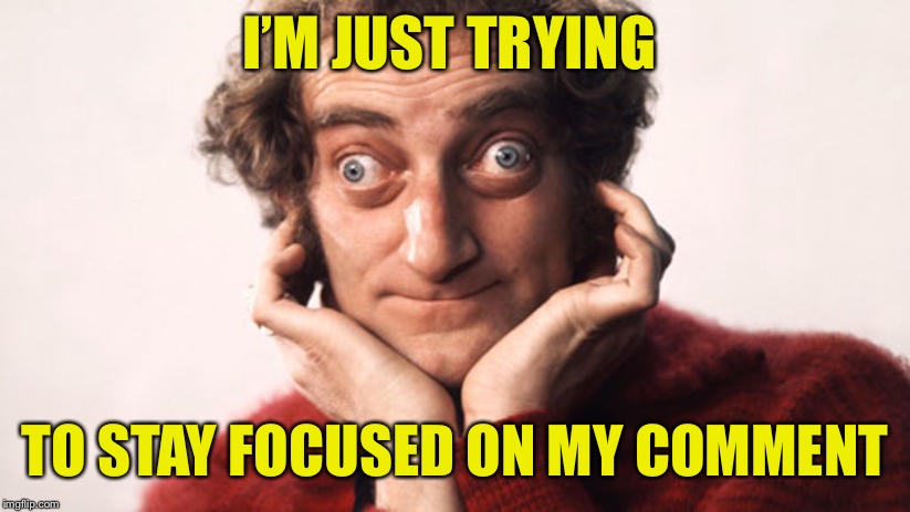 marty feldman strabico strabismo | I’M JUST TRYING TO STAY FOCUSED ON MY COMMENT | image tagged in marty feldman strabico strabismo | made w/ Imgflip meme maker
