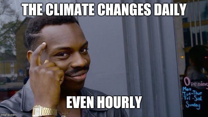 Roll Safe Think About It Meme | THE CLIMATE CHANGES DAILY EVEN HOURLY | image tagged in memes,roll safe think about it | made w/ Imgflip meme maker