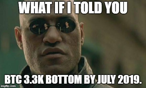 Matrix Morpheus Meme | WHAT IF I TOLD YOU; BTC 3.3K BOTTOM BY JULY 2019. | image tagged in memes,matrix morpheus | made w/ Imgflip meme maker