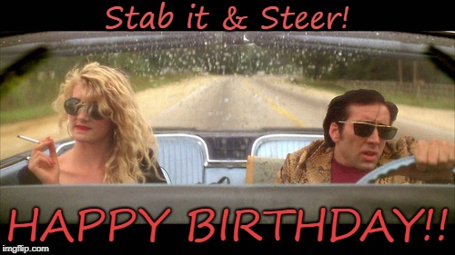 Wild At Heart Stab it & steer Birthday | Stab it & Steer! HAPPY BIRTHDAY!! | image tagged in birthday | made w/ Imgflip meme maker