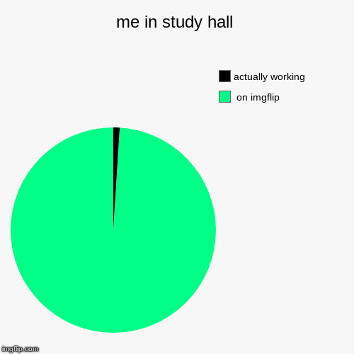 me in study hall |  on imgflip, actually working | image tagged in funny,pie charts | made w/ Imgflip chart maker
