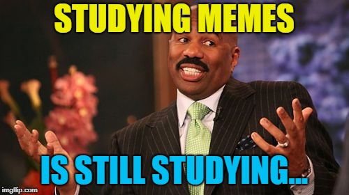 Steve Harvey Meme | STUDYING MEMES IS STILL STUDYING... | image tagged in memes,steve harvey | made w/ Imgflip meme maker