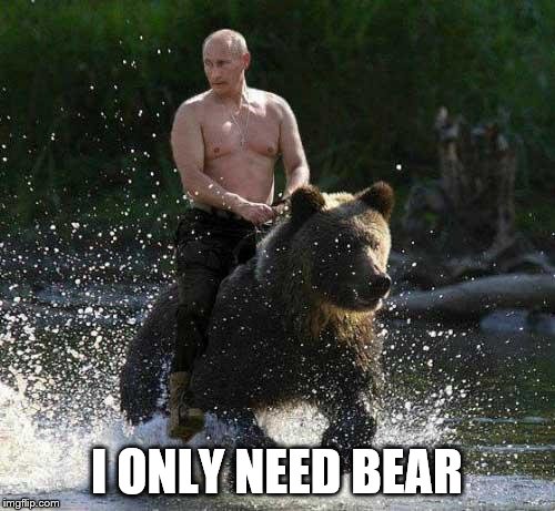 Putin Thats Cute | I ONLY NEED BEAR | image tagged in putin thats cute | made w/ Imgflip meme maker