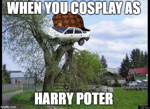 Secure Parking Meme | WHEN YOU COSPLAY AS; HARRY POTER | image tagged in memes,secure parking,scumbag | made w/ Imgflip meme maker