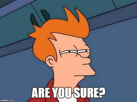 Futurama Fry Meme | ARE YOU SURE? | image tagged in memes,futurama fry | made w/ Imgflip meme maker