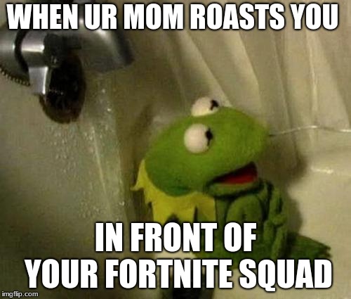 Kermit on Shower | WHEN UR MOM ROASTS YOU; IN FRONT OF YOUR FORTNITE SQUAD | image tagged in kermit on shower | made w/ Imgflip meme maker