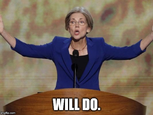 Elizabeth Warren | WILL DO. | image tagged in elizabeth warren | made w/ Imgflip meme maker