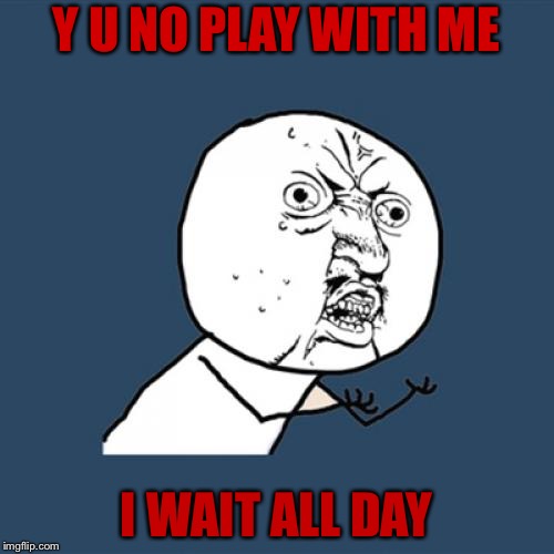 Y U No Meme | Y U NO PLAY WITH ME; I WAIT ALL DAY | image tagged in memes,y u no | made w/ Imgflip meme maker