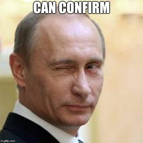 Putin Winking | CAN CONFIRM | image tagged in putin winking | made w/ Imgflip meme maker