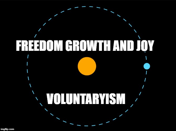 Orbit | FREEDOM GROWTH AND JOY; VOLUNTARYISM | image tagged in orbit | made w/ Imgflip meme maker