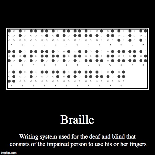 Braille | image tagged in demotivationals,braille | made w/ Imgflip demotivational maker