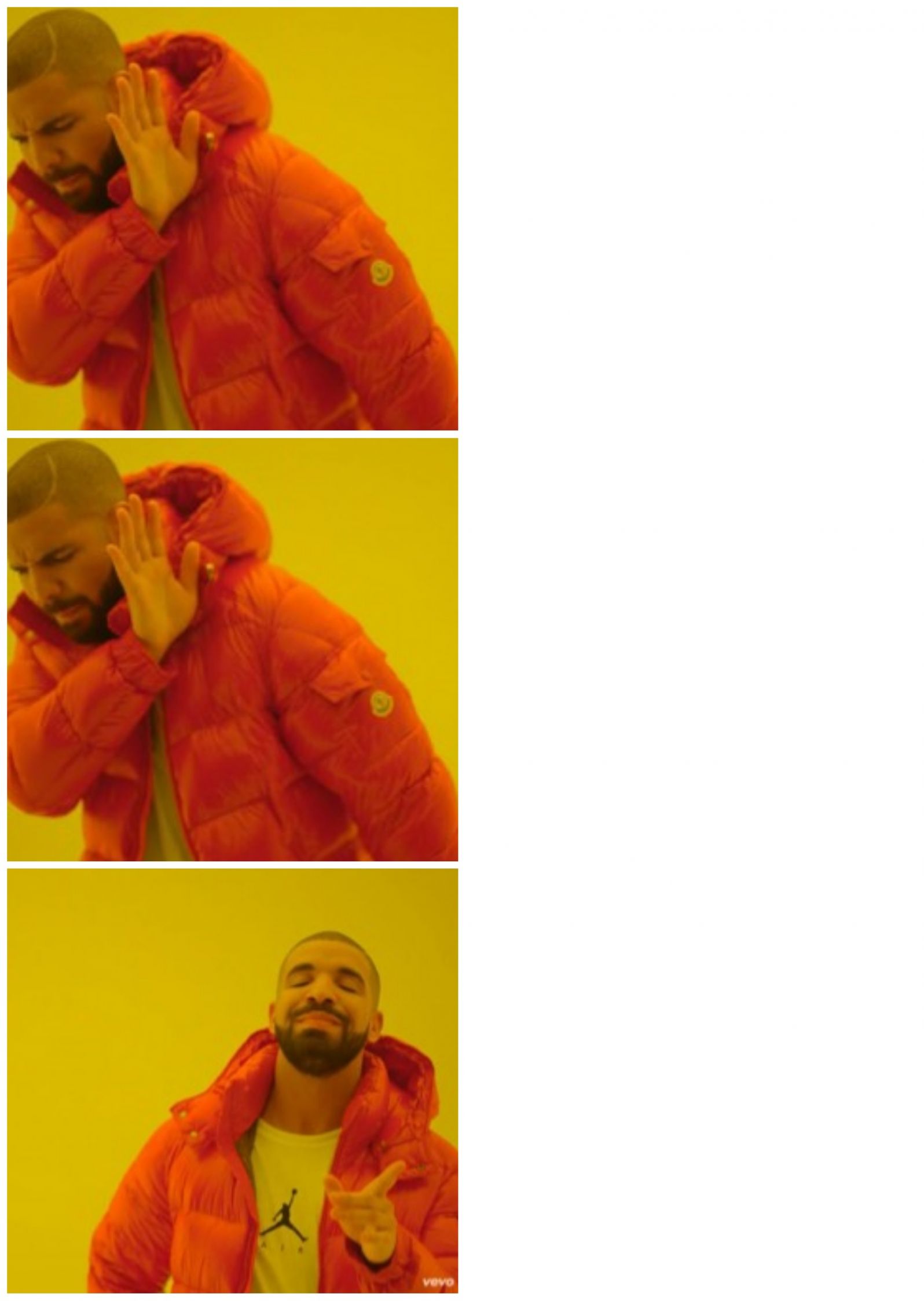 Drake 3 cases Blank Meme Template