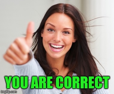 YOU ARE CORRECT | image tagged in woman thumbs up | made w/ Imgflip meme maker