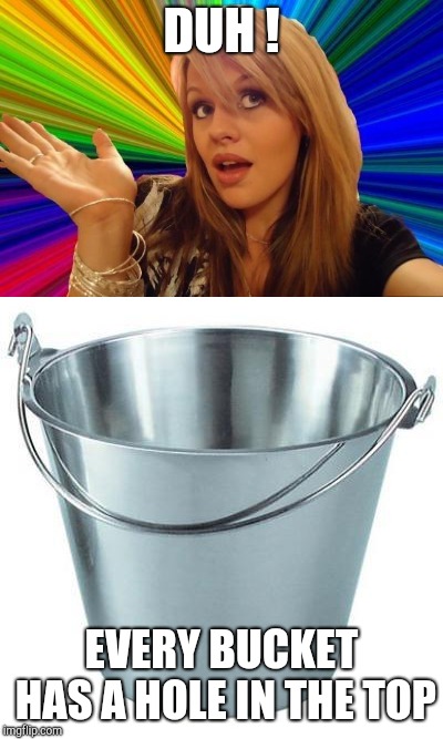 DUH ! EVERY BUCKET HAS A HOLE IN THE TOP | made w/ Imgflip meme maker